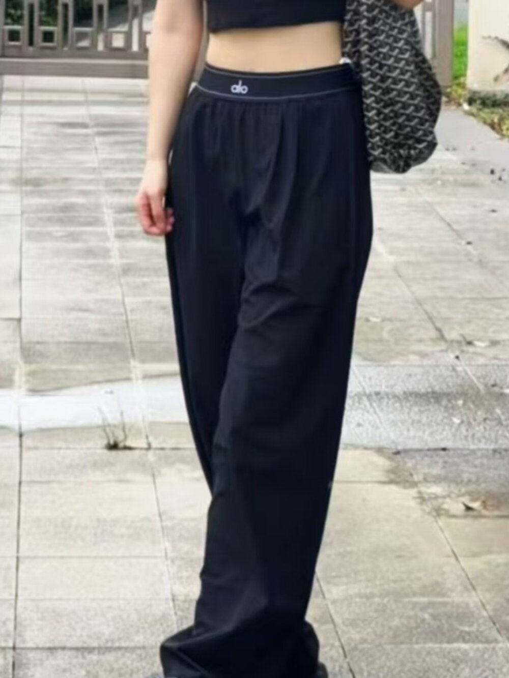 👑Alo Yoga Suit Up Black Wide Leg Trouser (Regular)Fashion/Versatile/NWT😘